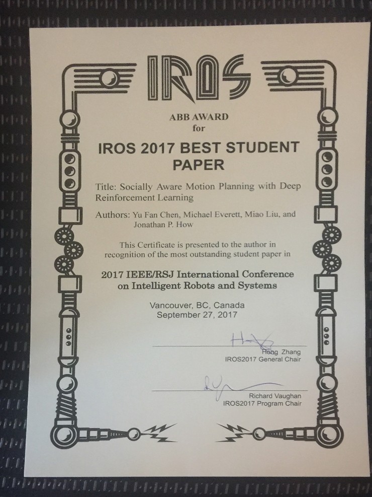 IROS多项奖项公布!中国队伍称雄抓取竞赛,华人学生获最佳学生论文奖 | IROS 2017