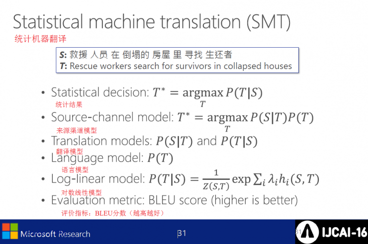 深度学习在统计机器翻译和会话中的应用 |微软IJCAI2016演讲PPT